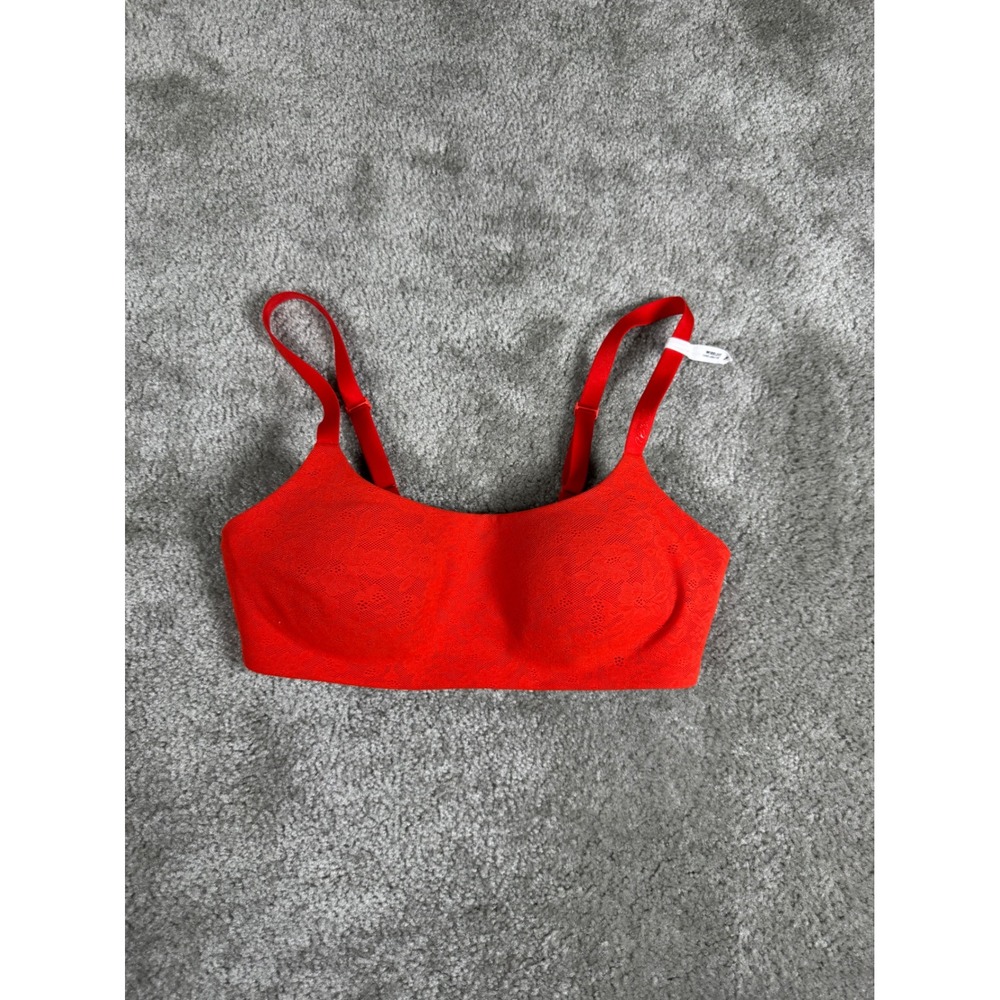 Aerie Smoothez Wireless Bra Red Floral Lace Adjustable Straps Small